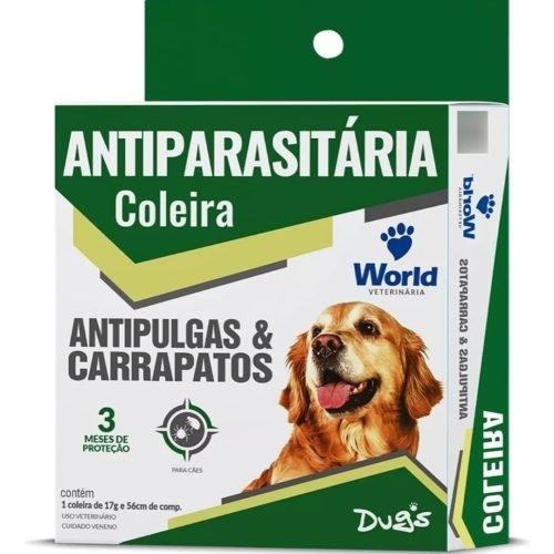 Coleira Antipulgas e Carrapatos Dug's World Veterinária para Cachorros