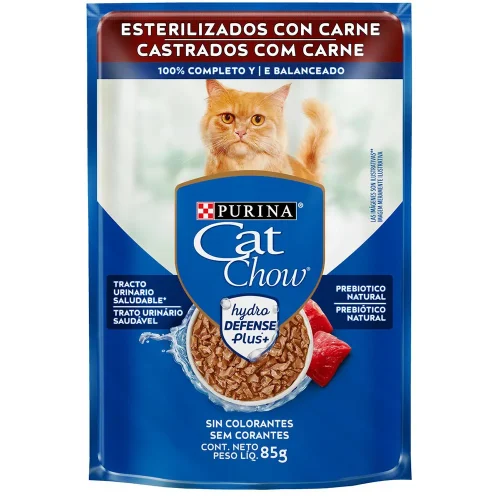 Ração Úmida Cat Chow Sachê para Gatos Castrados Sabor Carne 85g