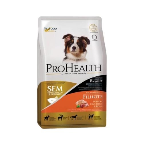 Ração ProHealth Super premium para Cães Filhotes de Porte Médio Sabor Frango 2,5Kg