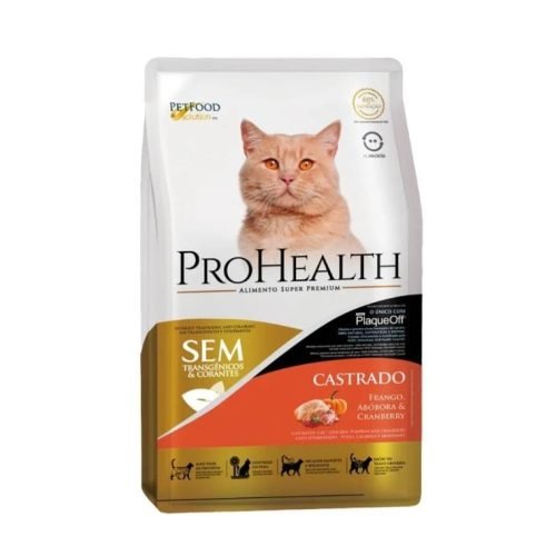 Ração ProHealth Super Premium para Gatos Adultos Castrados Sabor Frango 1Kg