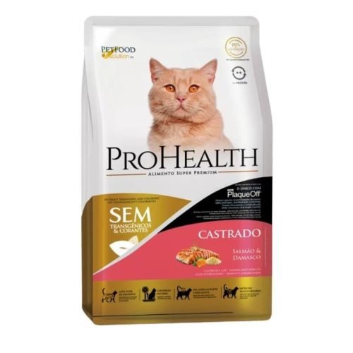 Ração ProHealth Super Premium para Gatos Adultos Castrados Sabor Salmão 1Kg