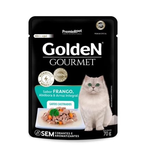 Ração Úmida Golden Gourmet para Gatos Castrados Sabor Frango 70g