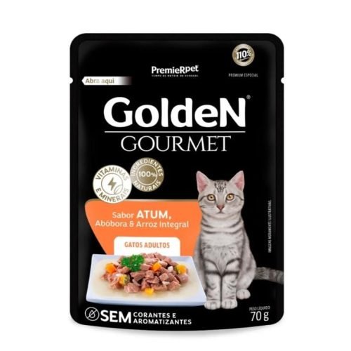 Ração Úmida Golden Gourmet para Gatos Adultos Sabor Atum 70g